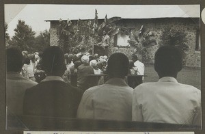 Chief of Marangu holding a speech, Mamba, Tanzania, ca.1930-1940