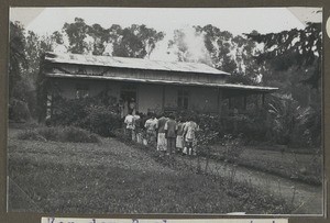 In front of the accountant's office, Machame, Tanzania, ca.1930-1940