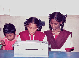 Siloam Girl's Boarding School, Tirukoilur, South India. Blind students at the school