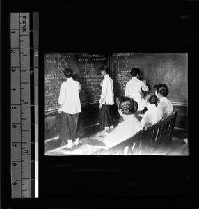 Geometry class at Gamewell School, Beijing, China, 1920