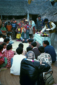 Bangladesh Lutheran Church/BLC, 24th January 2002. Church Service at the market square of a vil