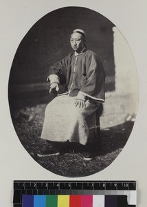 Portrait of Chinese man wearing winter clothes, Beijing, China, ca. 1861-1864