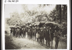 Carriers with palm-kernals on the way from the interior to Yabassi