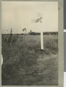 Road sign to Busia, Western province, Kenya, ca.1924