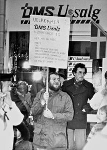 Advertisement for the DMS U-sale at Nørregade, Lemvig, starting in 1984 as a small shop with s