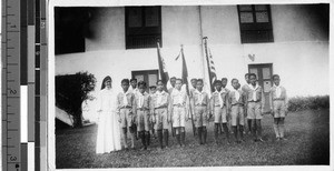 Sister Patricia Marie, MM, with Boy Scout troop 87, Malabon, Philippines, September 1936