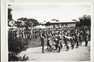 Schoolboys in Begoro at physical training