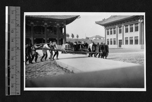 Mourners carrying a coffin, Nanjing, Jiangsu, China, ca.1920