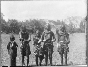 Girls adorned for circumcision, Arusha, Tanzania, ca. 1907-1930