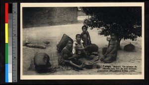 Girls preparing a meal, Bokoro, Congo, ca.1920-1940