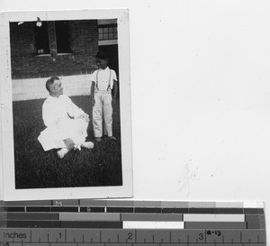 Fr. Feeney with the cook's son at Hong Kong, China, 1937