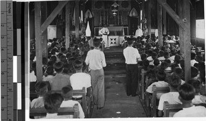 Morning catechism in the chapel of Penampang, Borneo, ca. 1920-1940