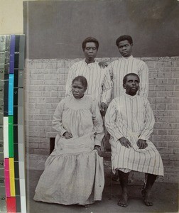 Four blind persons, Alakamisy, Madagascar, ca.1910