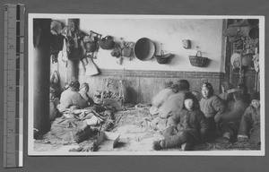 Interior of famine refugee camp, Jinan, Shandong, China, ca.1927-1928