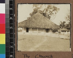 View of church, Kambole Mission, Zambia, ca. 1925