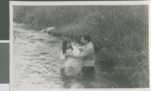 Juan Monroy Baptizing a New Convert to Churches of Christ, Malaga, Spain, 1966