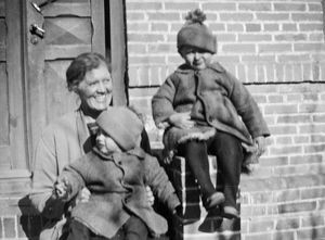 Manchuria, the 1930s. Kirstine Wemmelund with two children (possibly Jensen's). Else Kirstine J