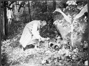 Libation at the place of ancestral skulls, Tanzania, ca.1913-1938