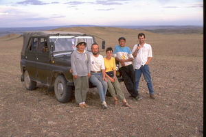 On the way from Waterfalls to Altai in the evening. We were six in the jeep: Altentoya, Markus