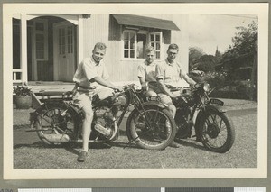 Irvine boys on motorbikes, Chogoria, Kenya, December 1940