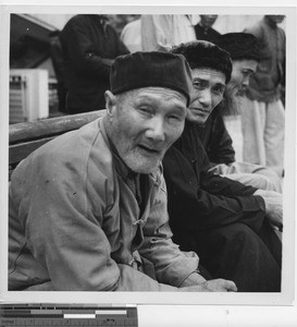 Men at the home for the elderly at Kowloon, Hong Kong, China, 1950