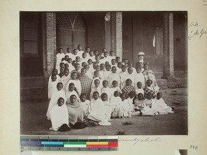 Hesselina de Groot together with students at Ambatovinaky School, Antananarivo, Madagascar, ca.1902