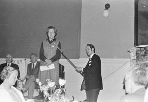 Danish Santal Mission. Annual Meeting in Viborg, 1972. Rev.Ole Christiansen is holding the micr