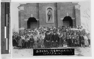 Father Joseph Gibbons with his congregation, Saiho, Korea, February 10, 1935