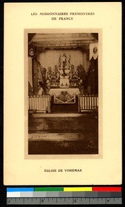 Altar area in Catholic church, Madagascar, ca.1920-1940