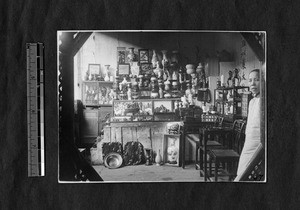 Interior view of curio shop in Fujian, China, ca.1915-1920