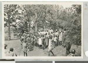 Evangelist preaching at an out station, Eastern province, Kenya, ca.1930