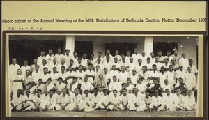 Photo taken at the annual meeting of the milk distributors of Bethania Centre, Nettur December 1957