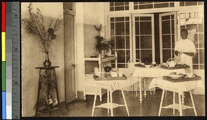 Meal trays in the hospital for Europeans, Lubumbashi, Congo, ca.1920-1940