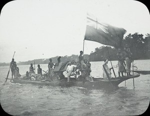 Boat with British Ensign, Congo, ca. 1900-1915