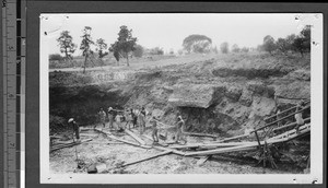 Excavation for the science building, Yenching University, Beijing, China, 1923