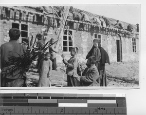 Local people work on new home at Hebei, China, 1938