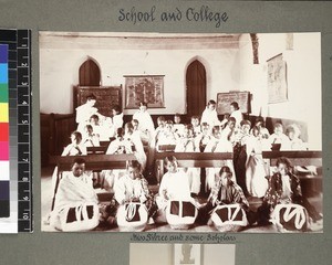 Schoolgirls in sewing class, Madagascar, ca. 1905