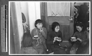 Women students at Christmas party, Jinan, Shandong, China, 1941