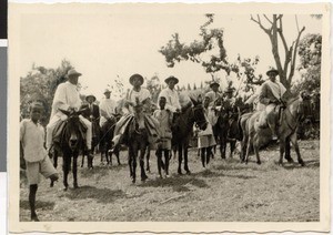 Men on horseback at a wedding, Ayra, Ethiopia, 1952