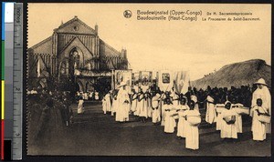 Children participate in the Procession of the Blessed Sacrament, Virungu, Congo, ca.1900-1930