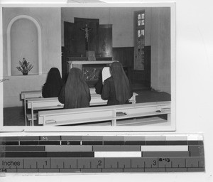 Sisters praying at the convent at Jiangmen, China, 1947