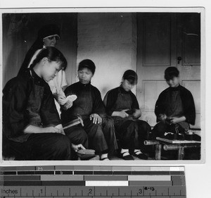 Shoe making and repairing at Jiangmen, China, 1934