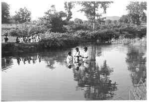 Nordindien. Dåbshandling ved dammen/floden (Lokalitet?)