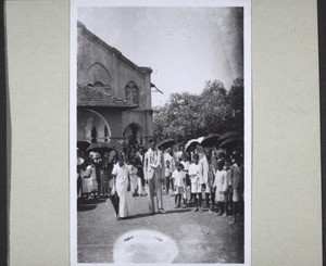 In front of the Mangalore church after a wedding