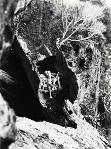 A grave with human bones