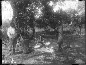 African woman preparing food, Antioka, Mozambique, October 1917