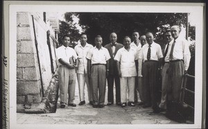 Members of the church council, Hong Kong, with Revs. Wyder and Dumartheray