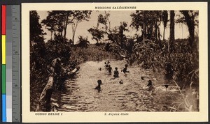 Children bathing in a river, Congo, ca.1920-1940