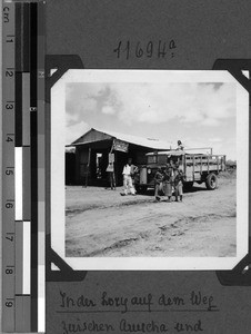 Indian lorry on the way from Arusha to Nairobi, Tanzania, 1938-1939