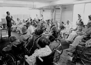 Church service at the Christian nursing home "Luther Home" in Osaka, Japan, 1984